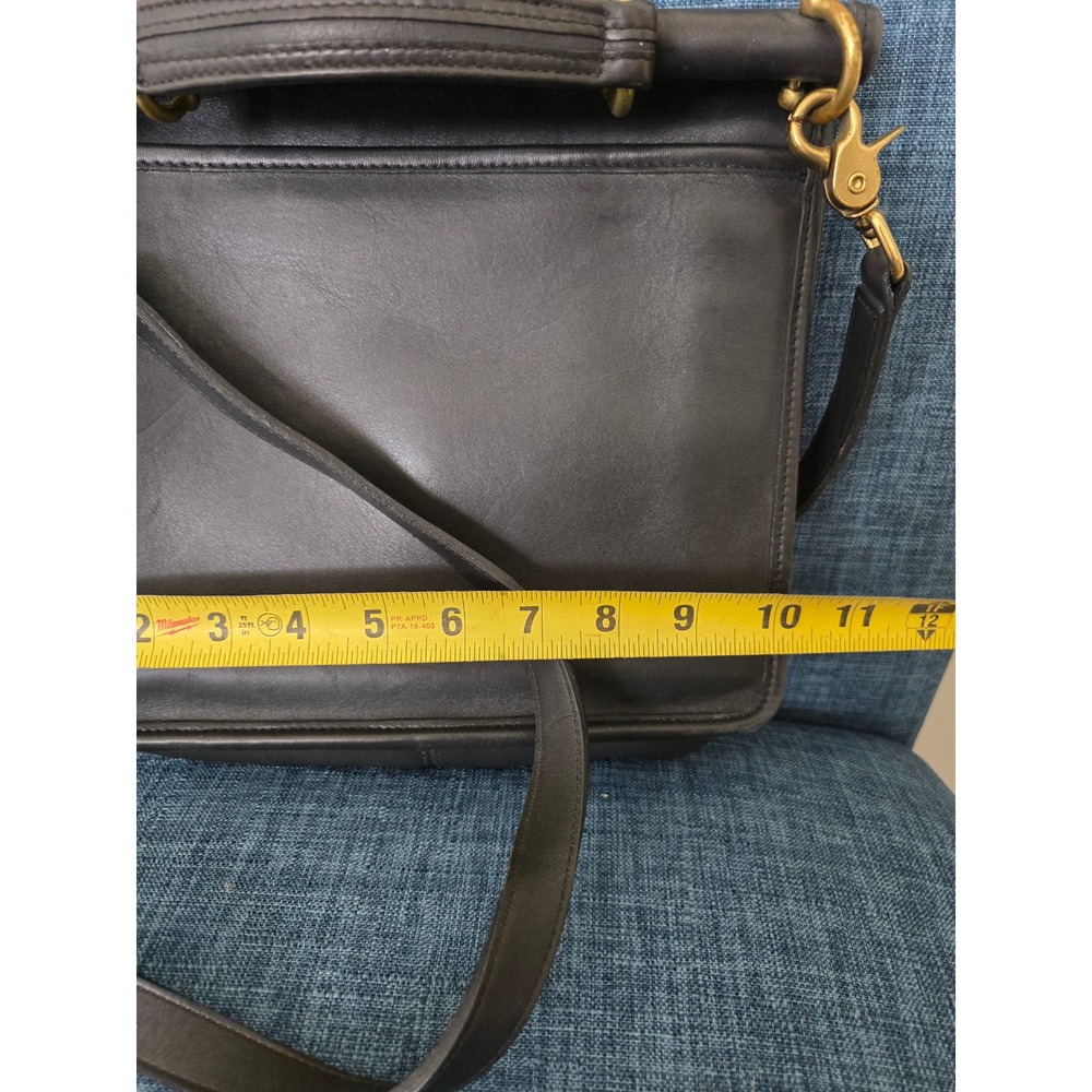 Vintage Coach Court Bag 9870 Black Leather Crossbody Top Handle Purse Brass - Picture 5 of 6